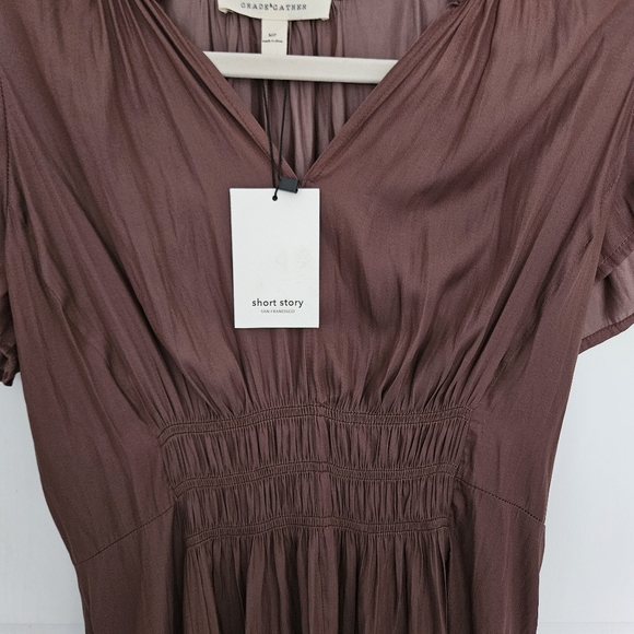 NEW** Grade&Gather Petite Brown Silky Midi Dress...size M - Picture 3 of 6